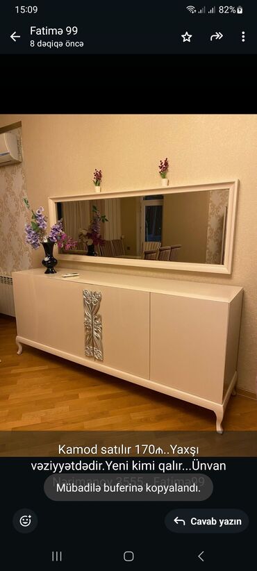 Çarpayılar: Kamod satılır 170₼. Yaxşı vəziyyətdədir.Yeni kimi qalır. Ünvan