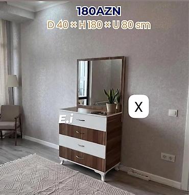 Komodlar: Makiyaj masası və güzgü ilə komod dəsti Ölçülər: - Dərinlik: 40 sm - — 1