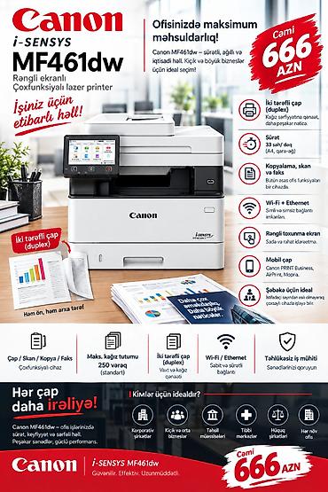 printer kabel: 🔥 TƏZƏ CANON MF461dw — CƏMİ 666 AZN! 🏢 Ofisiniz üçün peşəkar printer — 1