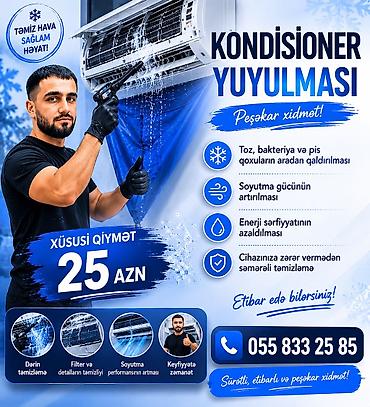Kondisioner təmiri: Kondisioner yuyulması – peşəkar xidmət Xidmətin məzmunu: - Dərin — 1