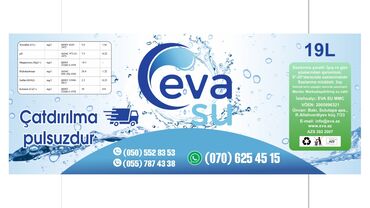 Su: Eva Su – 19 litrlik bidon içməli su Məhsul: - Həcm: 19 L bidon - — 3