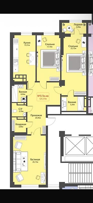 Новостройки от застройщика: Строится, Элитка, 3 комнаты, 121 м² — 4