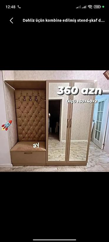madeyra dolablar: Yeni, 2 qapılı, Güzgülü, Bej, Açılan, Düz dolab — 1