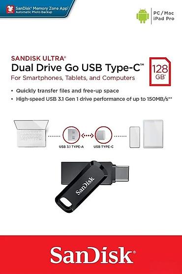 Druga oprema za računare i laptopove: SanDisk Ultra Dual Drive Go USB Type-C, 128 GB - Dvostruki konektor — 4