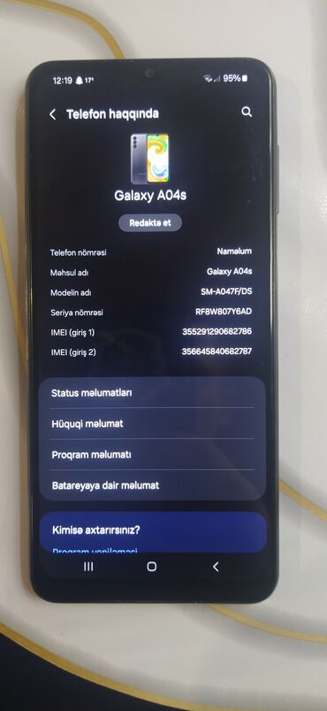 Samsung: Samsung Galaxy A04, 32 GB, rəng - Qara, Barmaq izi