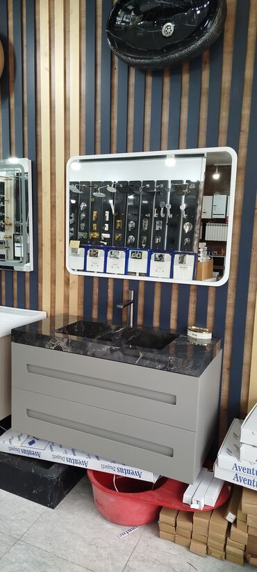 столешницы для ванной комнаты: Mərmər üstlü banyoya quraşdırılan dolab və lavabo dəsti - Üst hissə