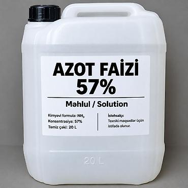 quş peyini: Azot faizi 57% – texniki məqsədlər üçün məhlul - Kimyəvi formula: NH3 — 1
