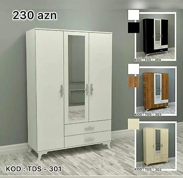 taxta rəf: Üç qapılı paltar şkafı – KOD: TDS-301 Qiymət: 230 AZN (şəkildə — 1