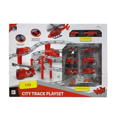 игрушка автобус: Игровой набор «CITY TRACK PLAYSET: FIRE» — многоуровневая городская
