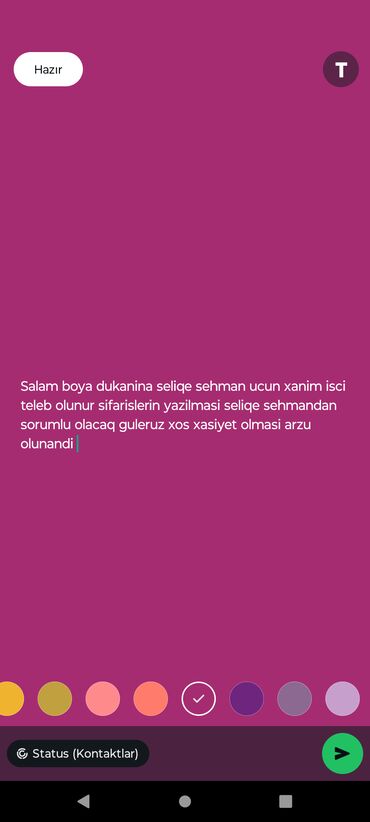 baxicii işi: Boya dükanına səliqə-səhman işləri üçün xanım işçi tələb olunur