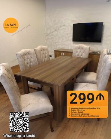 купить посуду онлайн: Для гостиной, Раскладной, Прямоугольный стол, 6 стульев at lalafo.az купить посуду онлайн: Для гостиной, Раскладной, Прямоугольный стол, 6 стульев