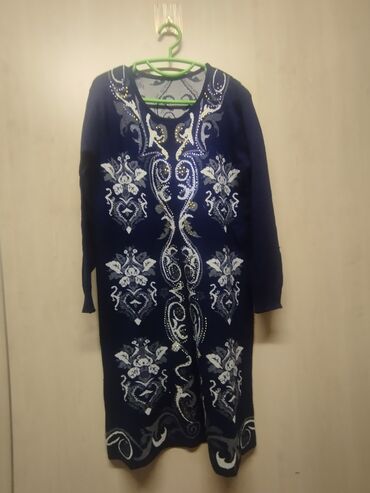 платье гофре: Повседневное платье, Зима, Длинная модель, Прямое, 5XL (EU 50)