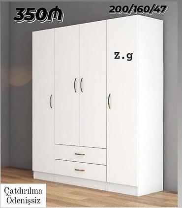 ev saat: Ağ rəngli 5 qapılı paltar dolabı - Ölçülər: 200/160/47 sm — 1