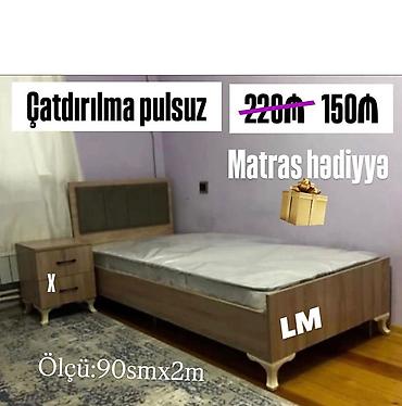 Tek nəfərlik çarpayı dəsti - Ölçü: 90 sm x 2 m - Material: ağac
