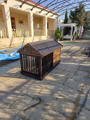 heyvanlar itler: Açıq hava üçün taxta it evi/kletka - Material: qalın taxta karkas — 1
