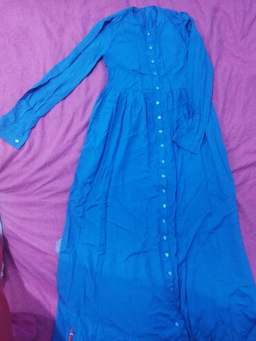 синее платье: Повседневное платье, Лето, Длинная модель, XL (EU 42)