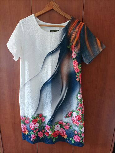 cvetne duge haljine: 3XL (EU 46), color - Multicolored, Short sleeves