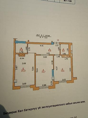 flat osh: 2 комнаты, 60 м², Элитка, 2 этаж, Евроремонт — 1