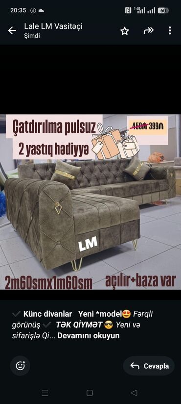 Sifarişlə ofis mebeli: ✔️ *Künc divanlar* *Yeni *model*_😍 Fərqli görünüş ✔️ *TƏK QİYMƏT* 😎
