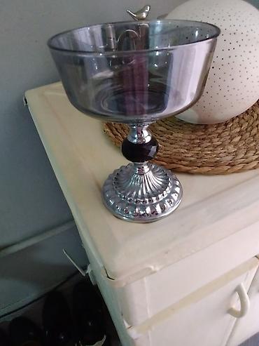 konfet: Konfet qabi - Material: qalın şüşə kasa, metal effektli dekorativ — 2