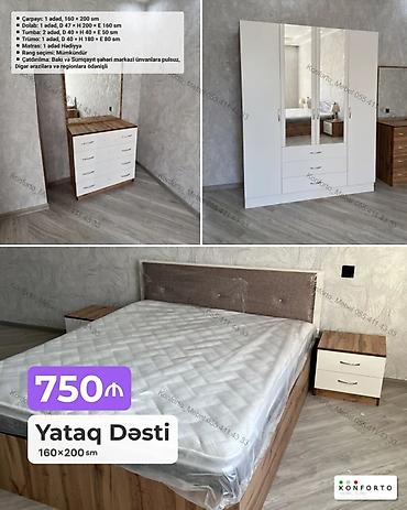 Ev və bağ: Yataq Dəsti – 160×200 sm Komplekt: - Çarpayı: 1 ədəd, 160×200 sm - — 1