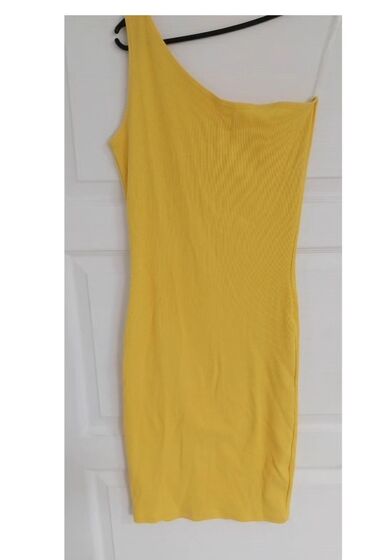 svečane haljine od satena: S (EU 36), bоја - Žuta, Drugi stil, Na bretele