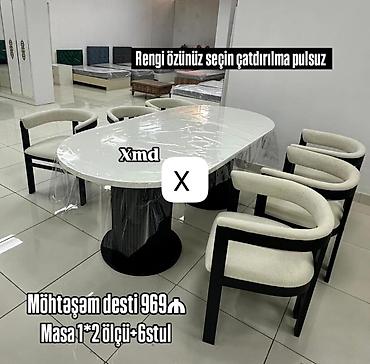heyet stol stul: Möhtəşəm masa–stul dəsti - Komplekt: 1 masa + 6 stul - Masa ölçüsü — 1