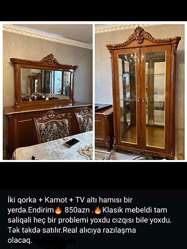 telvizor altı: Klassik dəst: - 2 qorka (şkaf-vitrin) - Kamot (konsol) böyük güzgü — 1