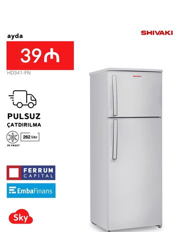 soyuducu mətbəx: Yeni 2 qapılı Shivaki Soyuducu Satılır, rəng - Boz, Kredit var