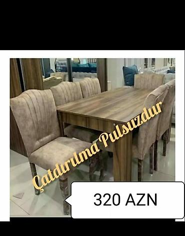tek stolar: Qonaq otağı üçün, Yeni, Açılmayan, Dördbucaq masa, 6 stul — 2