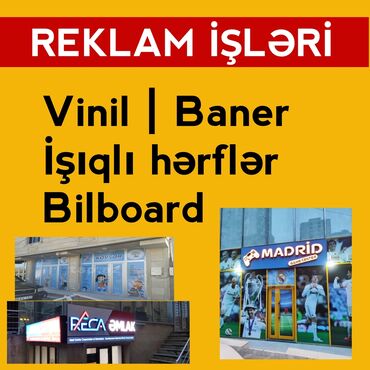 hər növ reklam işləri: Reklam, çap, Roll up, Bilbordlar, Promo məhsullar, Montaj, Çap, Dizayn