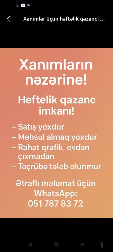 iş elanları tikinti: Həftəlik qazanc imkanı təqdim edən bu təklif, xanımlar üçün nəzərdə