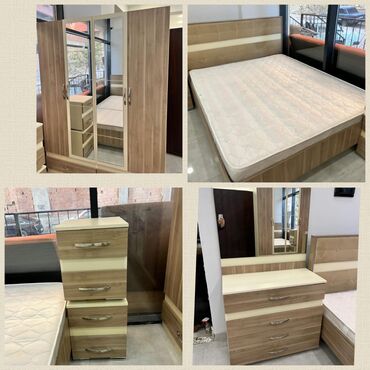 qazon tumu: Двуспальная кровать, Шкаф, Трюмо, 2 тумбы, Б/у