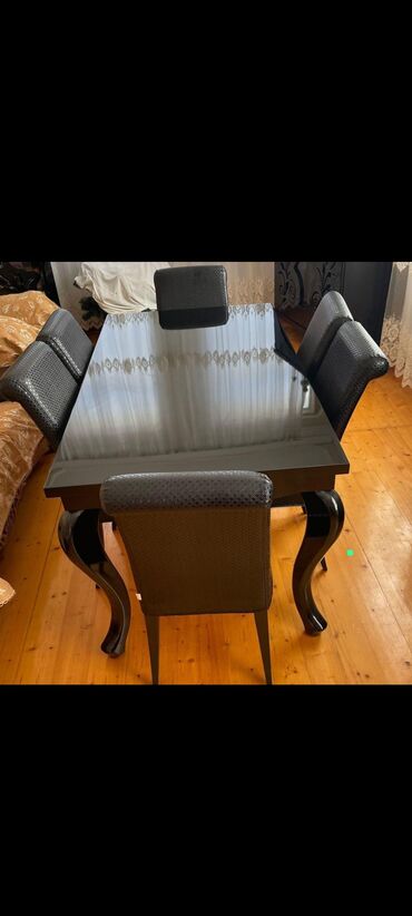 bağça üçün stol stul: Qonaq otağı üçün, İşlənmiş, Açılan, Dördbucaq masa, 6 stul, Azərbaycan