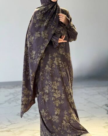 Повседневные платья: Абая с хиджабом из мягкой струящейся ткани с благородным сатиновым — 22