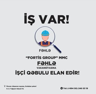 makler sumqayit: Fəhlə tələb olunur, Təcrübəsiz, Növbəli qrafik, Aylıq ödəniş