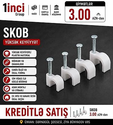 Məhsul: Skob – kabel və naqillərin bərkidilməsi üçün Üstünlüklər: -