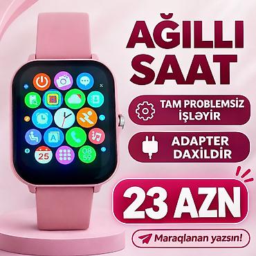 sim kartli saat: Ağıllı saat – tam problemsiz işləyir. Rəng: çəhrayı, toxunma ekranlı — 1