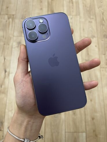 Apple iPhone: IPhone 14 Pro Max, Б/у, 256 ГБ, Deep Purple, Защитное стекло, Кабель, Коробка, 85 %