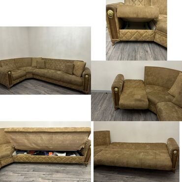 Sifarişlə dolablar: Künc divan, İşlənmiş, Açılan, Bazalı