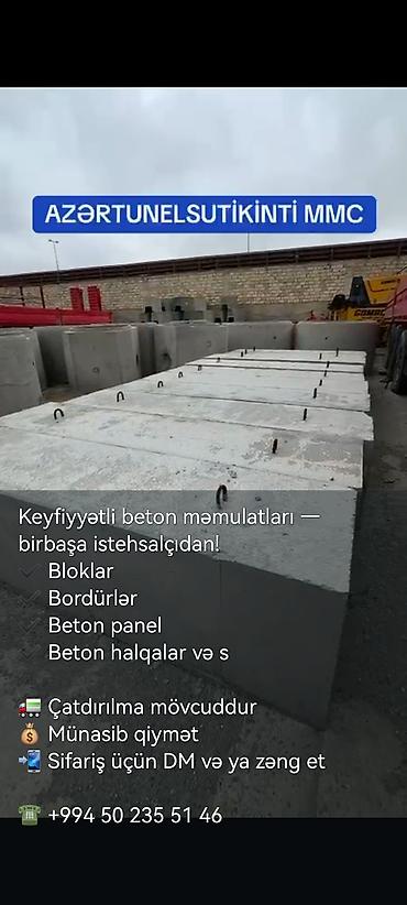 бетонные работы: Məhsul: Beton məmulatları (istehsalçıdan) Təsvir: - Bloklar – tikinti — 7