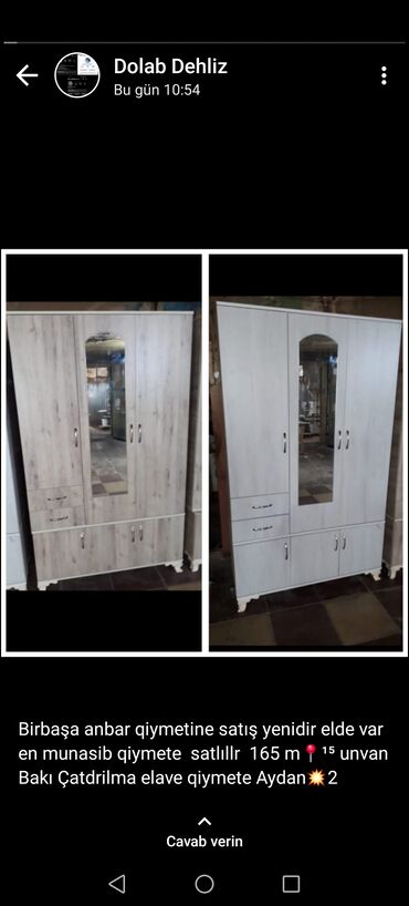 Sifarişlə dolablar: 155azn 3qapi Təzədir sifarişlə hazırlanır rəng seçimi isdeye görə — 7