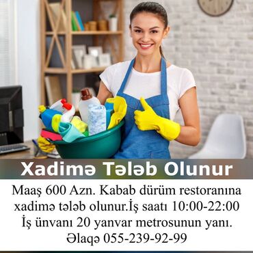 otel elanlari 2021: Xadimə tələb olunur, Gündəlik ödəniş, 30-45 yaş, 1 ildən az təcrübə