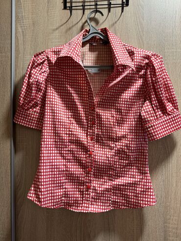 Košulje, bluze i tunike: S (EU 36), Saten, Karirani, bоја - Crvena