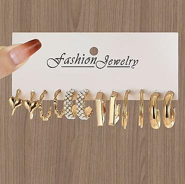 Бижутерия: Набор серёжек Fashion Jewelry — 9 пар в едином стиле. ПРОДАЕТСЯ 100 ЗА — 1