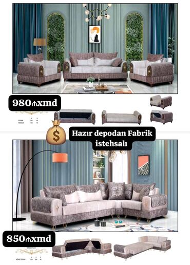 Divan və kreslo dəstləri: New, Sofa, 2 armchairs