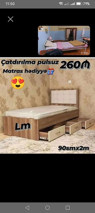 tek kravat: Yeni, Təknəfərlik çarpayı, Matras ilə, Siyirməli — 1