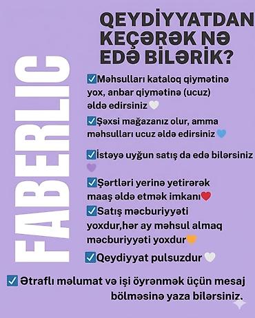 vozol satış: FABERLIC –ENDİRİM lə alın, bütün rayonlara çatdırılma, 3-4 günə, sizə — 3