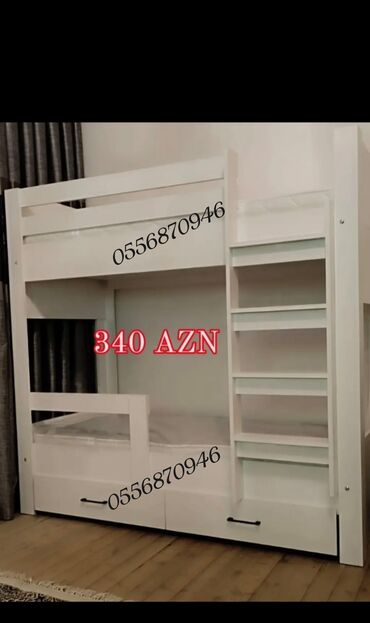 İkimərtəbəli uşaq çarpayıları: Oğlan və qız üçün, Yeni, Çarpayı, Matras ilə, Siyirməli, Laminat — 18