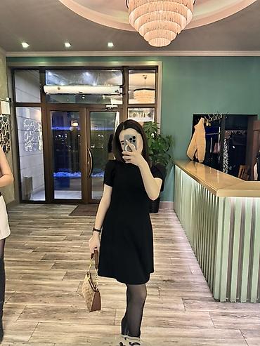 черные часы: Повседневное платье, Трикотаж, Трапеция, M — 1